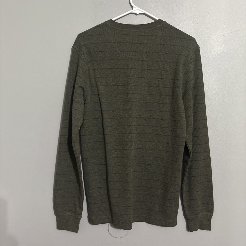 US POLO ASSN Shirt Men's S Green Henley‎ Thermal Long Sleeve Blue Stripes - Picture 10 of 10